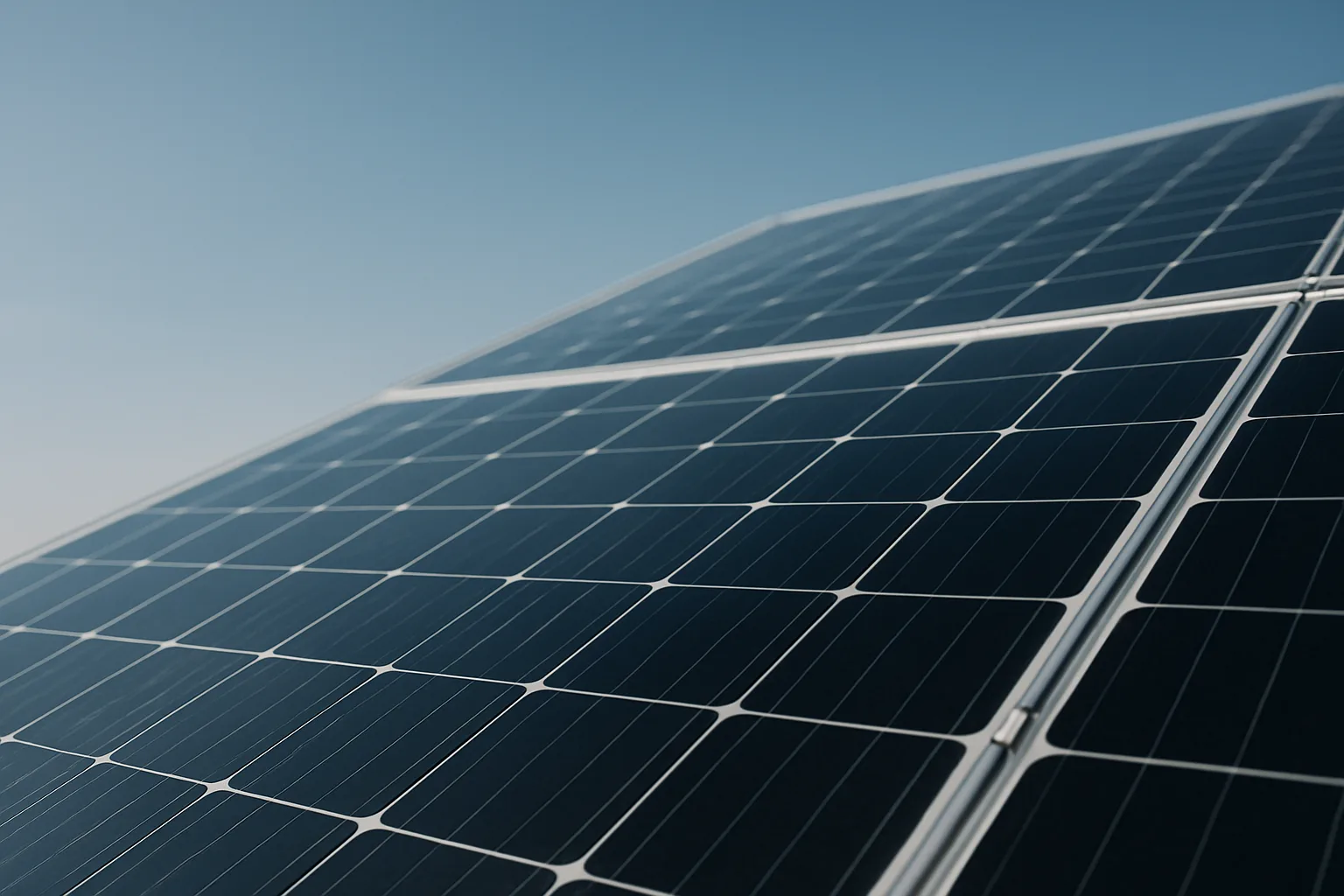 Gros plan sur un panneau solaire propre, sans pigeons, sous un ciel bleu.